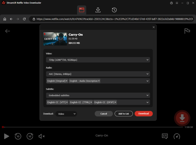 netflix select video episode to download