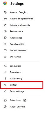 chrome system settings