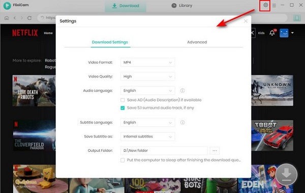 customize netflix download settings on flixicam