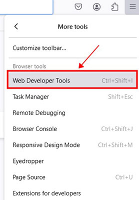 developer tools in firefox windows