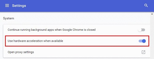 disable hardware acceleration in chrome