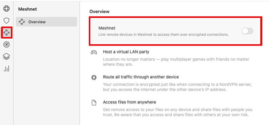 enable meshnet feature on nordvpn