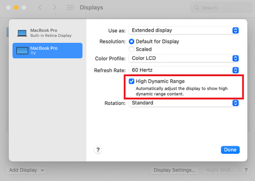 high dynamic range on mac