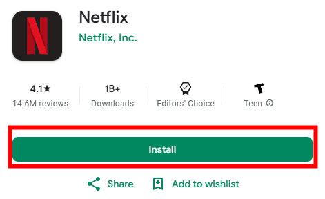 install netflix app from google play store