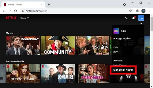 log out of netflix on tv via browser