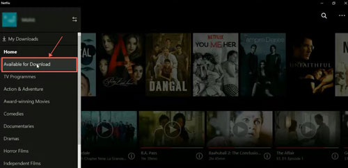 netflix available for download option pc