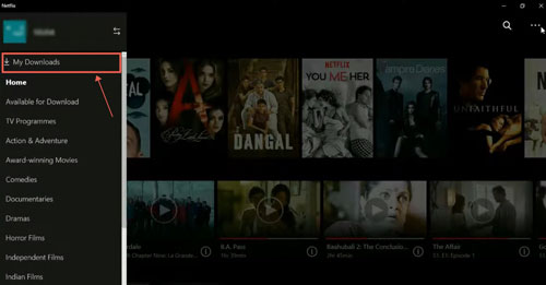 netflix my downloads option pc