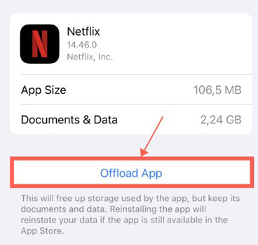 netflix offload app iphone