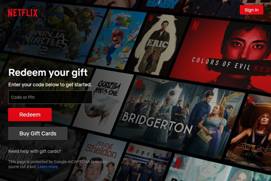 netflix redeem your gift