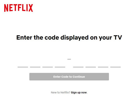 netflix sign up with tv code