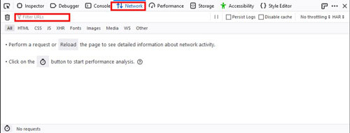 network in firefox browser developer tools