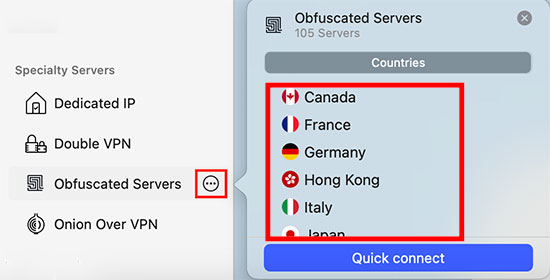 nordvpn server list