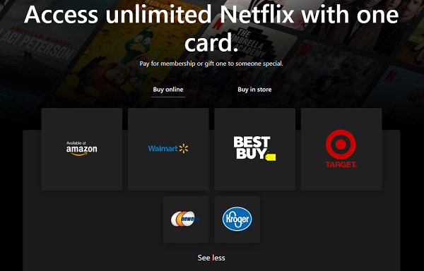 online stores for netflix gift cards