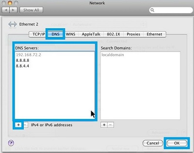 paste dns addresses