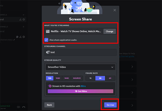 screen share netflix on discord