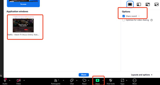 share netflix screen on zoom