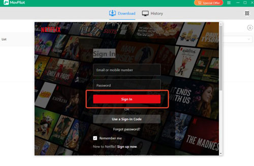 sign into netflix on movpilot netflix downloader