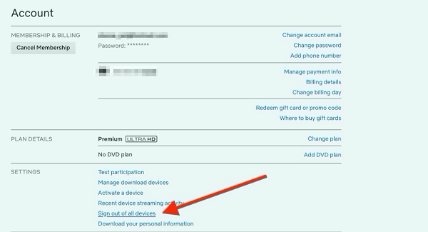 sign out all devices on netflix