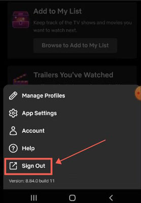 sign out netflix mobile