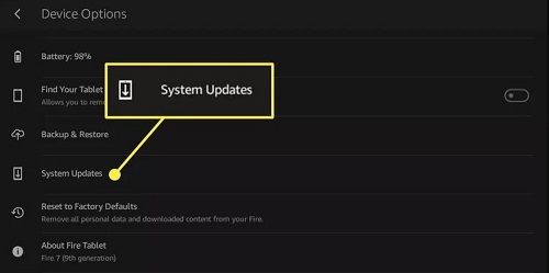 update fire tablet system