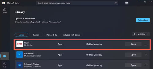 update netflix from microsoft store pc