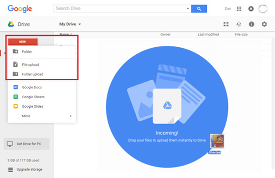 upload files to google drive