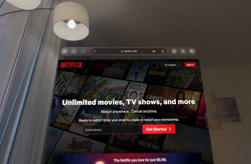 watch netflix via safari on apple vision pro